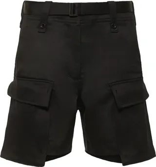 Cotton gabardine mini shorts