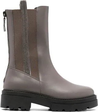 Bead-Embellished Combat Boots