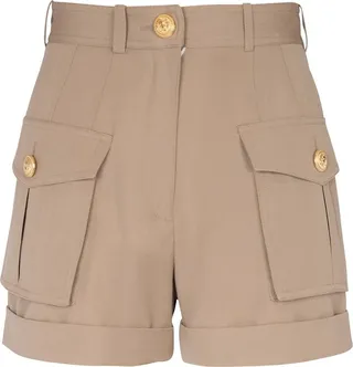 High-Waisted Flap-Pocket Shorts