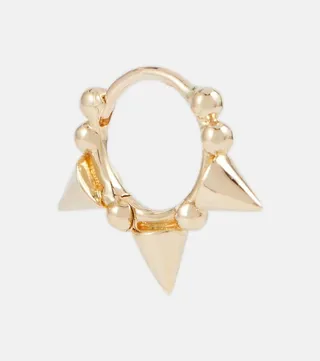 Triple Short Spike Clicker 14kt yellow gold single hoop earring