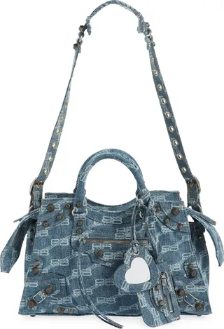 Neo Cagole City License Logo Denim Shoulder Bag