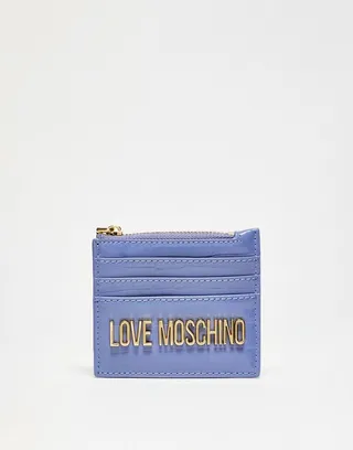 Love Moschino card holder in lilac croc