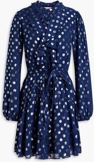 Tilly metallic fil coupé silk-blend georgette mini dress