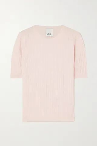Allude - Ribbed Cashmere Top - Pink