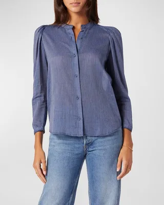 Eldridge Pleated-Shoulder Button-Down Shirt