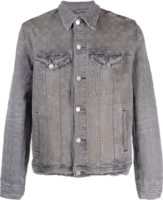 Grey Washed Button-Down Denim Jacket