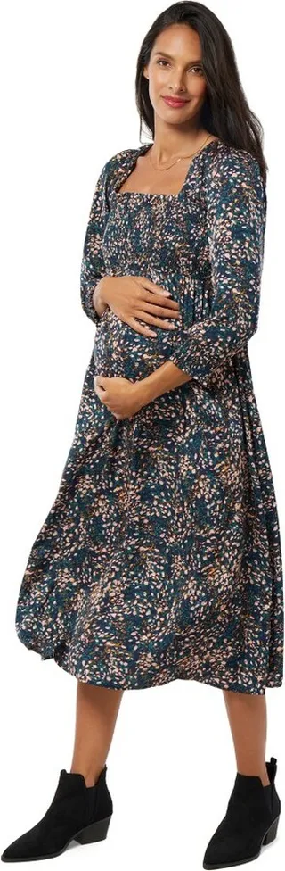 Ingrid & Isabel Maternity The Breeze Midi Dress Abstract Ditsy Print Size M