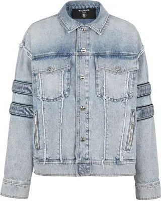 Balmain Strap-Detail Denim Jacket