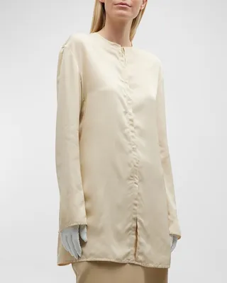 Berilla Satin Button-Front Top