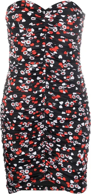 Floral-Print Strapless Minidress