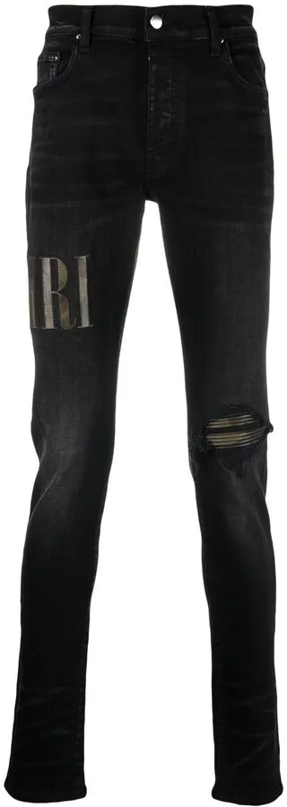 Leather Logo-Patch Skinny Jeans