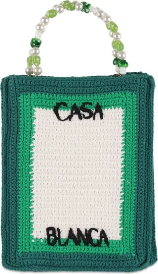 Beaded crochet tennis tote bag