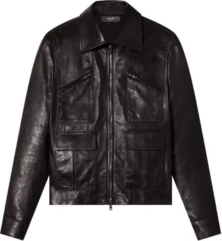 Retro zipped leather jacket