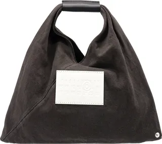 Cotton handbag with logo label on the front