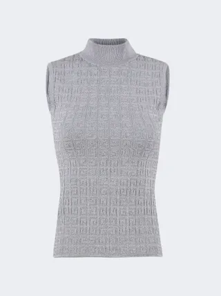 Sleeveless Turtleneck Top Silver