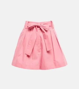 High-rise wide-leg cotton shorts
