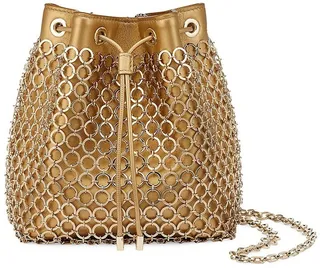 Serpenti Heritage Mesh Metallic Leather Bucket Bag