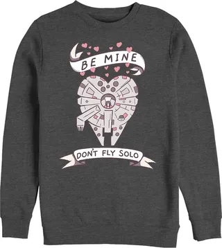 Men's Star Wars Valentine Don't Fly Solo Sweatshirt - Charcoal Heather - Small