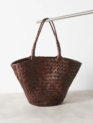 Egola Woven-leather Basket Bag