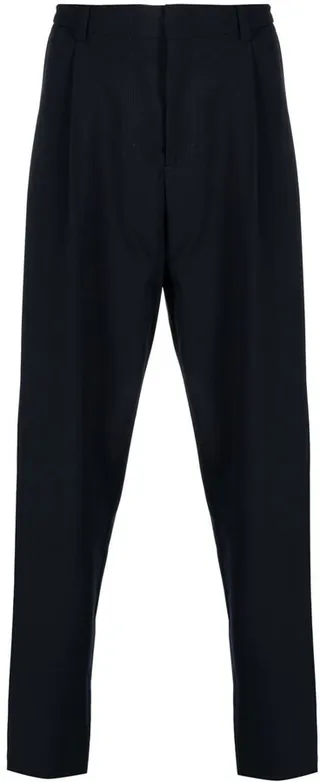 Pleat-Detail Straight-Leg Trousers