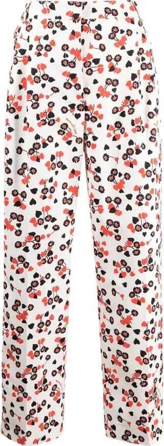 Floral-Print High-Waist Trousers