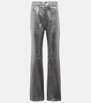 Terry high-rise straight leather pants