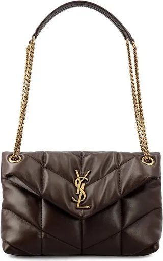 Saint Laurent Logo Plaque Puffer Chained Shoulder Bag