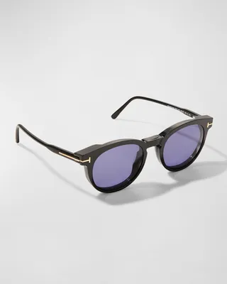 Men's Blue-Light Blocking T-Logo Round Optical Frames