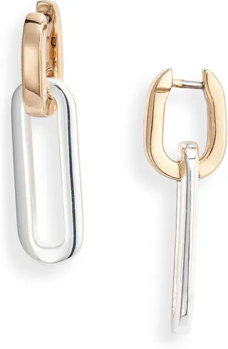 Teenie Detachable Link Drop Huggie Hoop Earrings