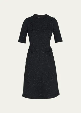 Metallic Tweed Short Sleeve Dress