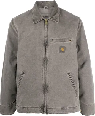 Logo-Patch Zip-Up Denim Jacket