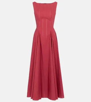 Openwork cotton poplin maxi dress