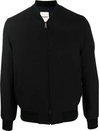 Ribbed Collar Bomber Jacket