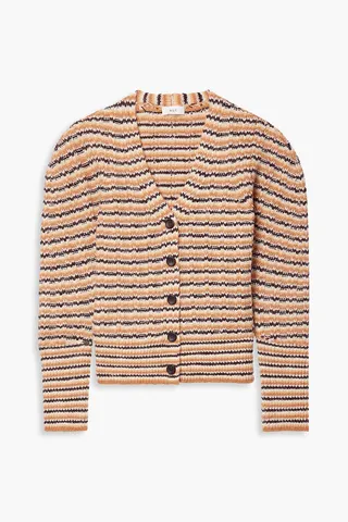 Rebekah striped ribbed wool-blend cardigan