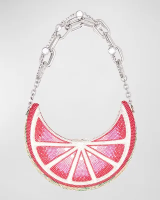 Crescent Pink Lemon Crystal Top-Handle Bag