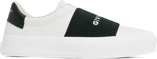 Givenchy White & Green City Sport Webbing Sneakers