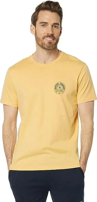Rip Curl Stapler Short Sleeve Tee (Washed Yellow) Men's Clothing