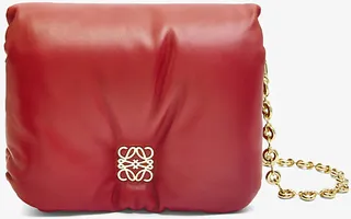 Womens Red Puffer Goya Padded Leather Shoulder bag