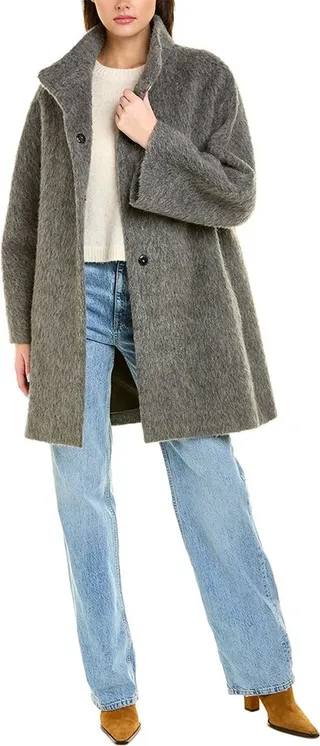 Cinzia Rocca Icons Double-Breasted Wool & Alpaca-Blend Peacoat