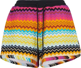 Chevron Cotton Cover-Up Shorts