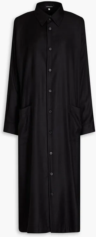 Wool and silk-blend midi shirt dress