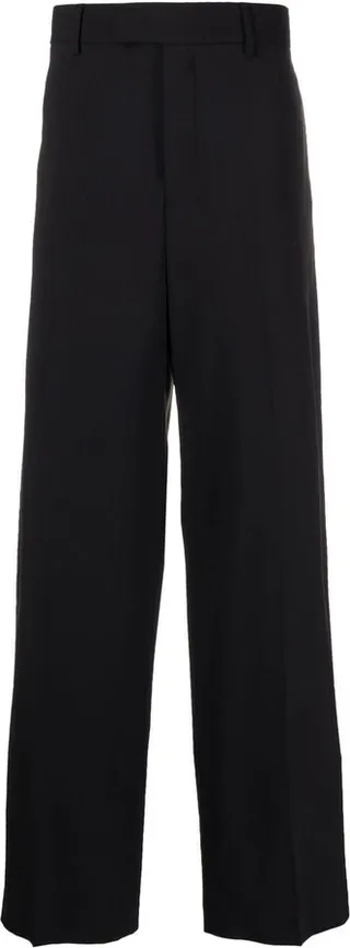 Pleated Wide Wool-Blend Trousers