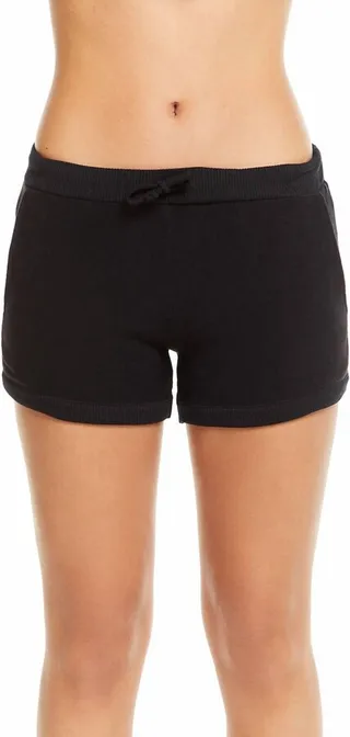 Cozy Knit Drawstring Lounge Short in Black