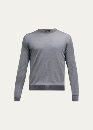 Men's Solid Cashmere-Silk Crewneck Sweater