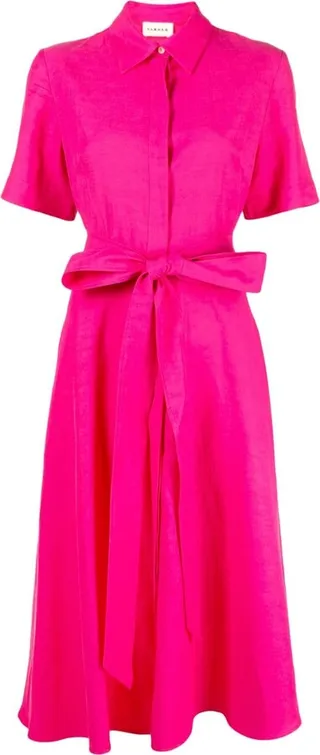Belted-Waist Midi Dress