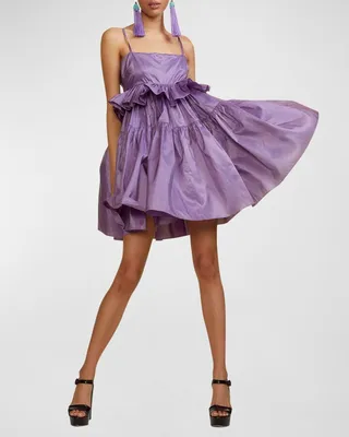Taffeta Peplum Babydoll Dress
