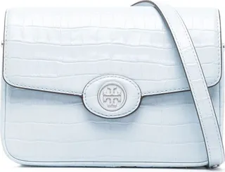 Crocodile-Effect Leather Shoulder Bag