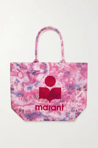 Isabel Marant - Yenky Flocked Tie-dyed Cotton-canvas Tote - Pink