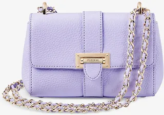 Womens Lavender Lottie Micro Grained-leather Shoulder bag