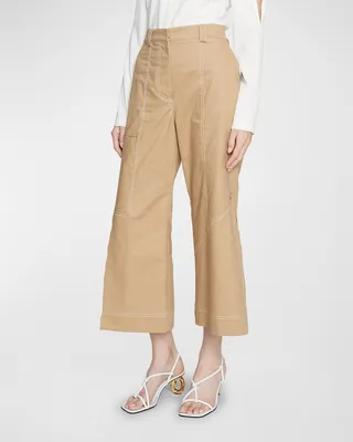 Reconstructed Wide-Leg Crop Cargo Trousers